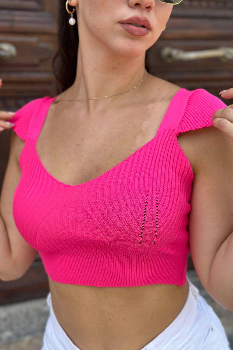 LEAF DETAIL WOMAN TOP FUCHSIA/CIKLAMI - 3