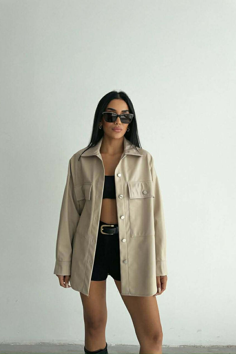 LEATHER BUTTONS WOMAN JACKET CREAM/KREM - 1