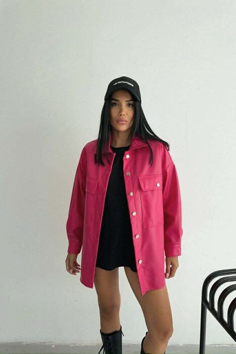 LEATHER BUTTONS WOMAN JACKET FUCHSIA/CIKLAMI 