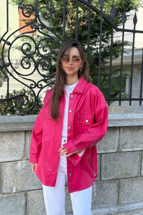 XHAKETE LEKURE ME BUTONA PER FEMRA NE NGJYRE CIKLAMI - KLAUDIO FASHION