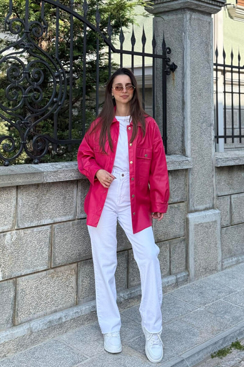 LEATHER BUTTONS WOMAN JACKET FUCHSIA/CIKLAMI - 4