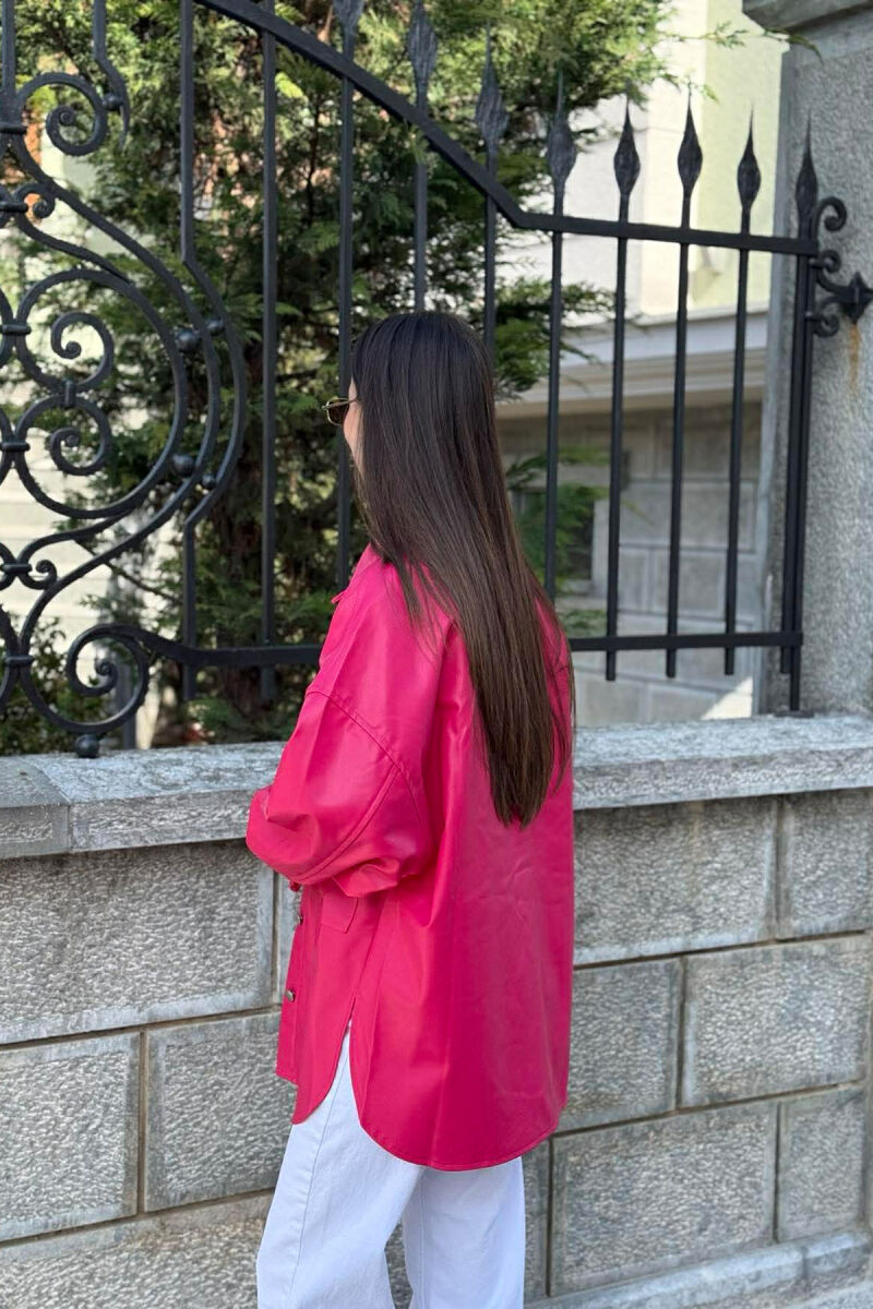 LEATHER BUTTONS WOMAN JACKET FUCHSIA/CIKLAMI - 5