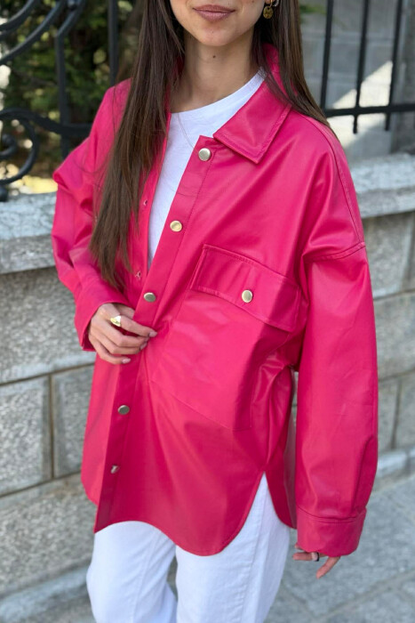 LEATHER BUTTONS WOMAN JACKET FUCHSIA/CIKLAMI - 6