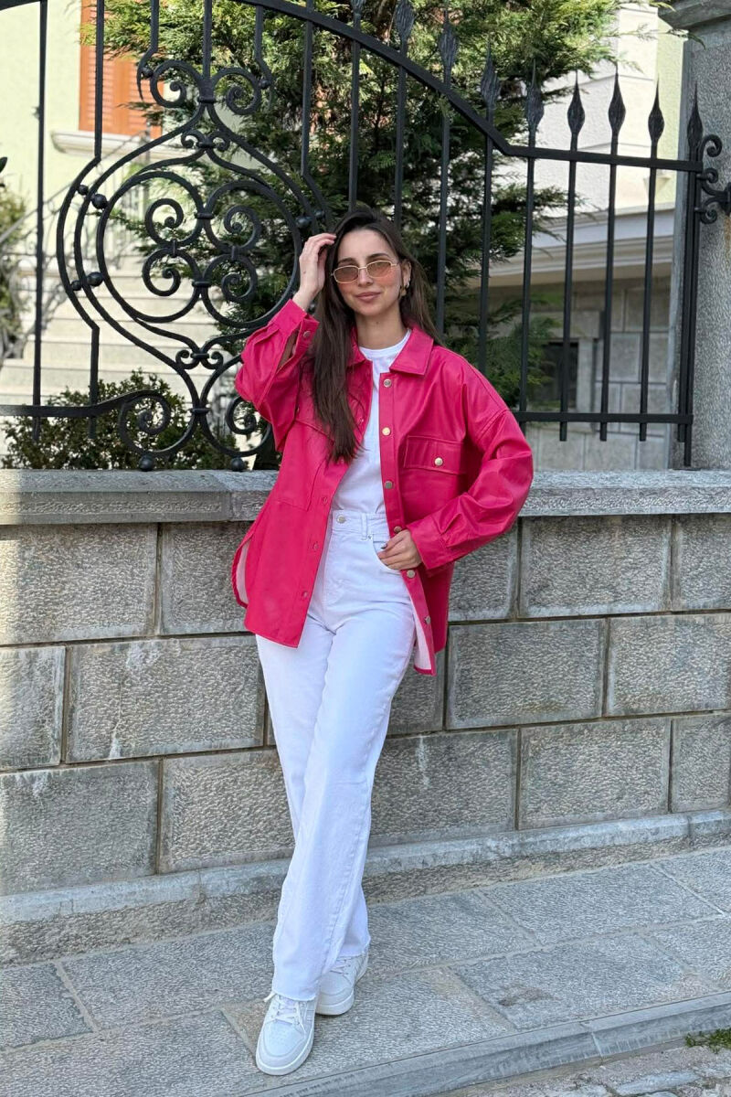 LEATHER BUTTONS WOMAN JACKET FUCHSIA/CIKLAMI - 7