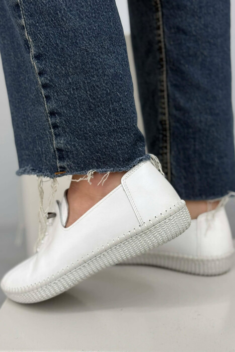 LEATHER COMFORT EVERYDAY WOMEN SNEAKERS WHITE-E BARDHE - 2