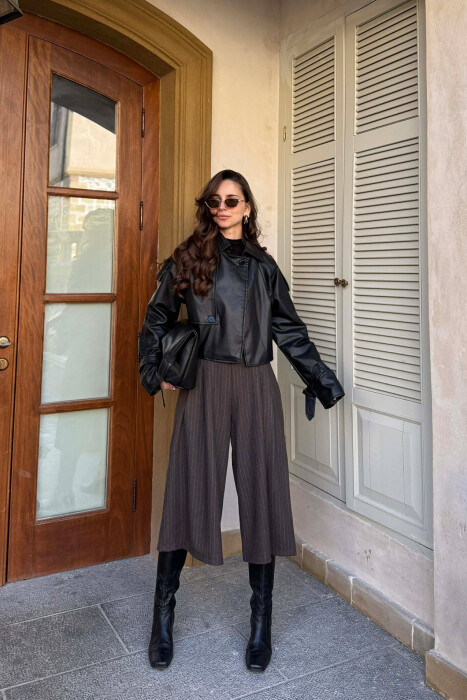 LEATHER CROPPED WOMEN JACKET BLACK/ E ZEZE - 4