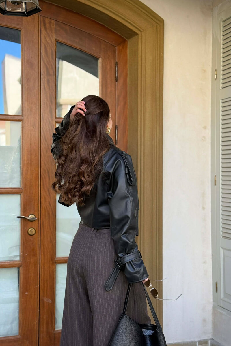 LEATHER CROPPED WOMEN JACKET BLACK/ E ZEZE - 6