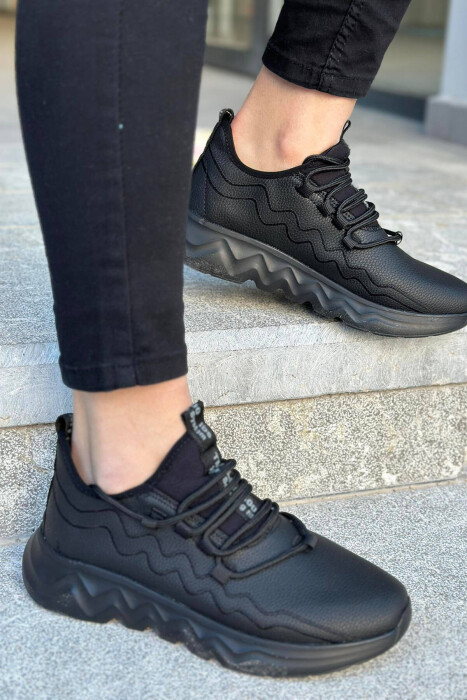 LEATHER LACING WOMAN SNEAKERS BLACK/ E ZEZE - 2