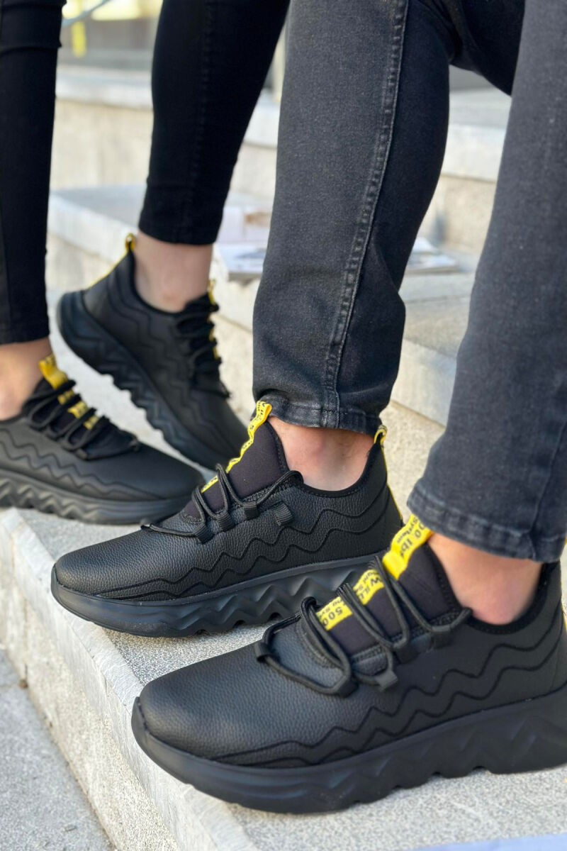 LEATHER LACING WOMAN SNEAKERS BLACK-YELLOW/ZEVE - 2