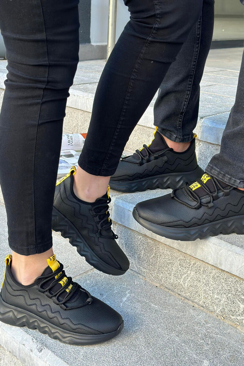 LEATHER LACING WOMAN SNEAKERS BLACK-YELLOW/ZEVE - 3