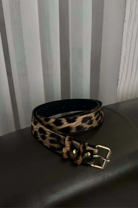 LEATHER LEO DESIGN WOMEN BELT LEO/LEOPARD - KLAUDIO FASHION