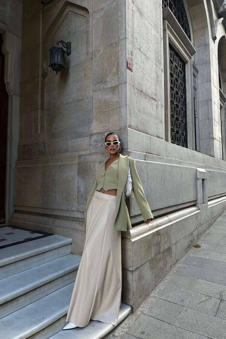 LEATHER LONG SKIRT BEIGE/BEZHE - 3