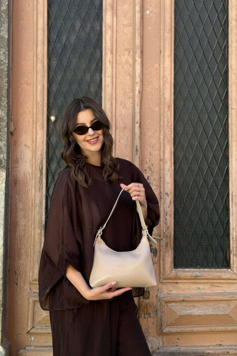 LEATHER ONE COLOR WOMAN BAG BEIGE/BEZHE - 1