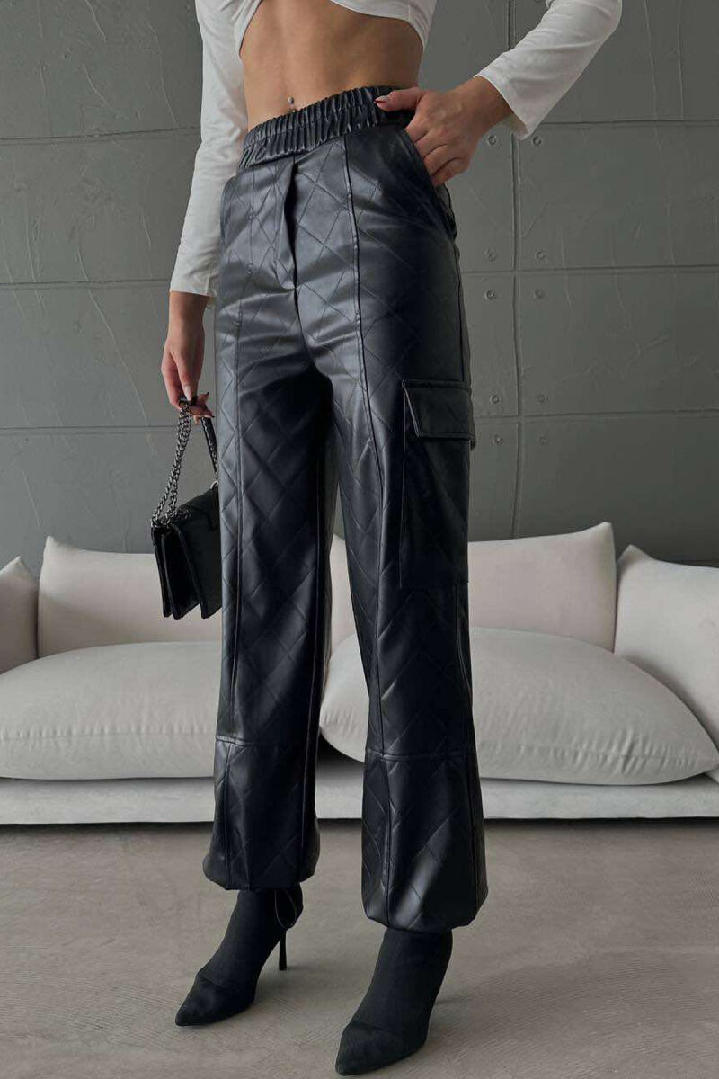 LEATHER ONE COLOR WOMAN TROUSERS BLACK/ E ZEZE - 2