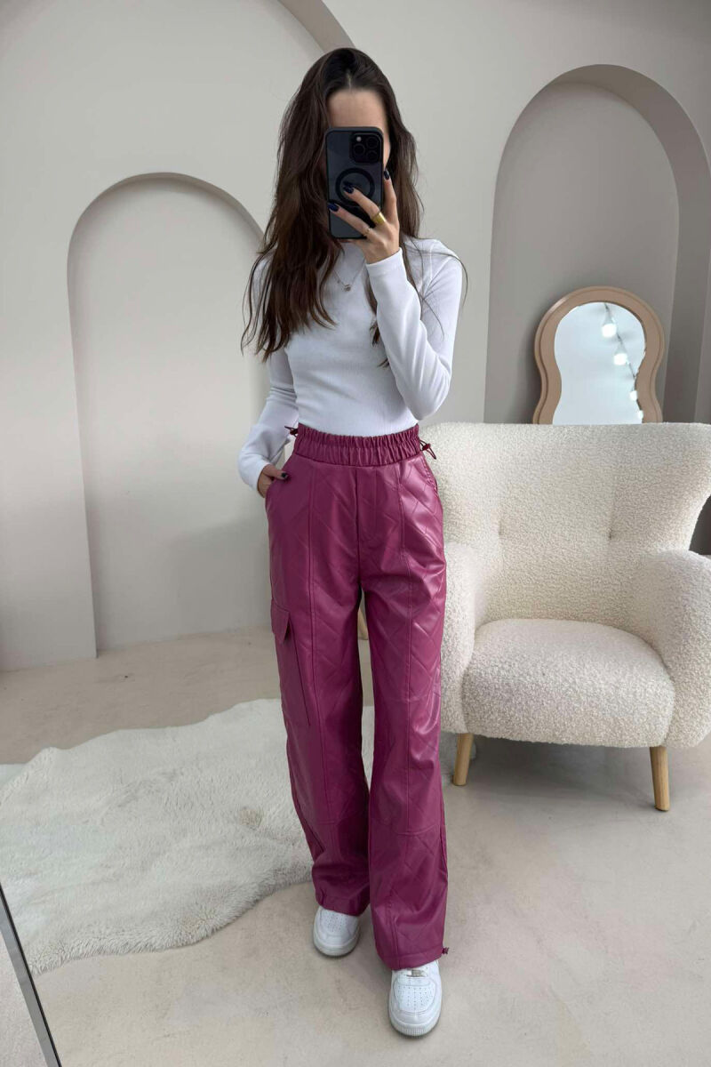 LEATHER ONE COLOR WOMAN TROUSERS PURPLE/LEJLA - 2