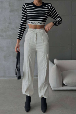 LEATHER ONE COLOR WOMAN TROUSERS WHITE-E BARDHE 