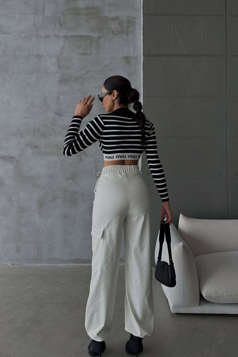 LEATHER ONE COLOR WOMAN TROUSERS WHITE-E BARDHE - 2