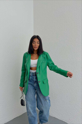 LEATHER ONE COLOR WOMEN JACKET GREEN/JESHILE 