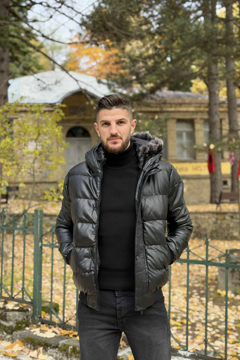 LETHER PUFFER JACKET MEN BLACK/ E ZEZE - 4