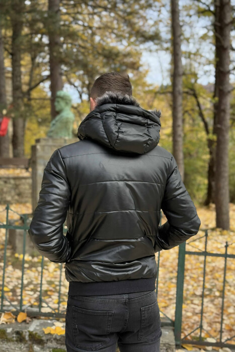 LETHER PUFFER JACKET MEN BLACK/ E ZEZE - 5