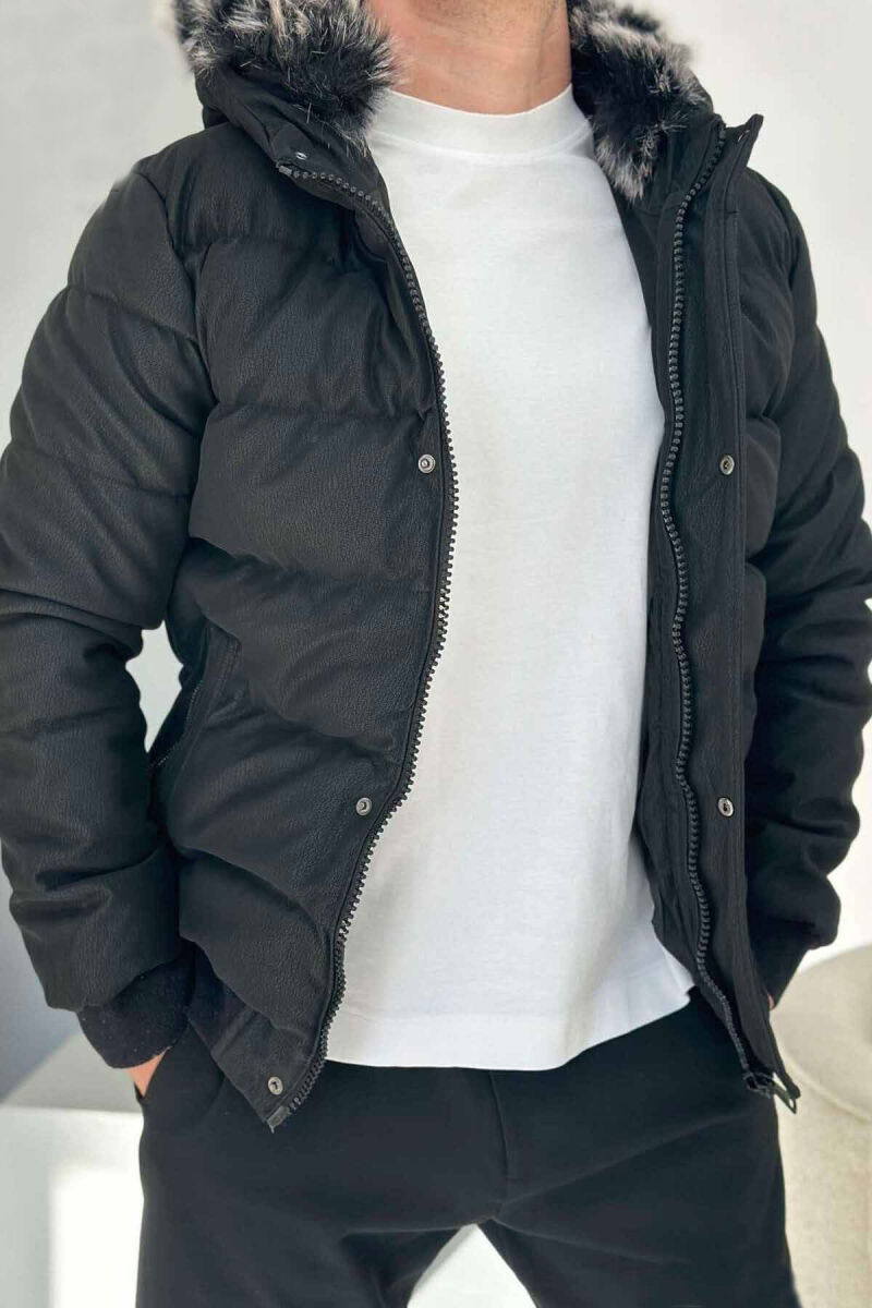 LEATHER SHORT MAN JACKET BLACK/ E ZEZE - 1