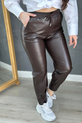 LEATHER WOMAN PANTS DARK BROWN/KAE 