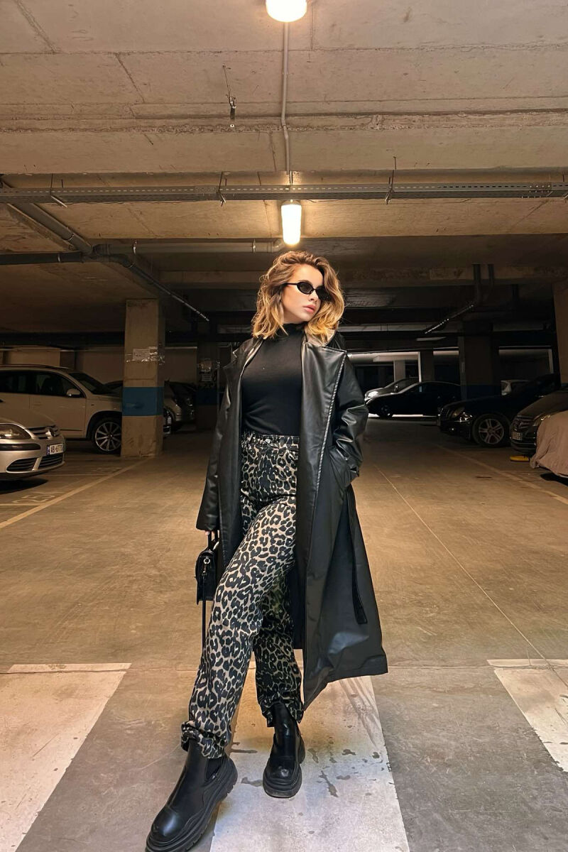 ONE COLOR LEATHER WOMEN COAT BLACK/ E ZEZE - 6