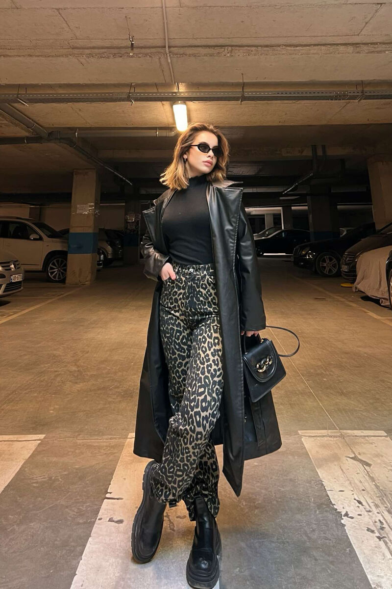 ONE COLOR LEATHER WOMEN COAT BLACK/ E ZEZE - 11