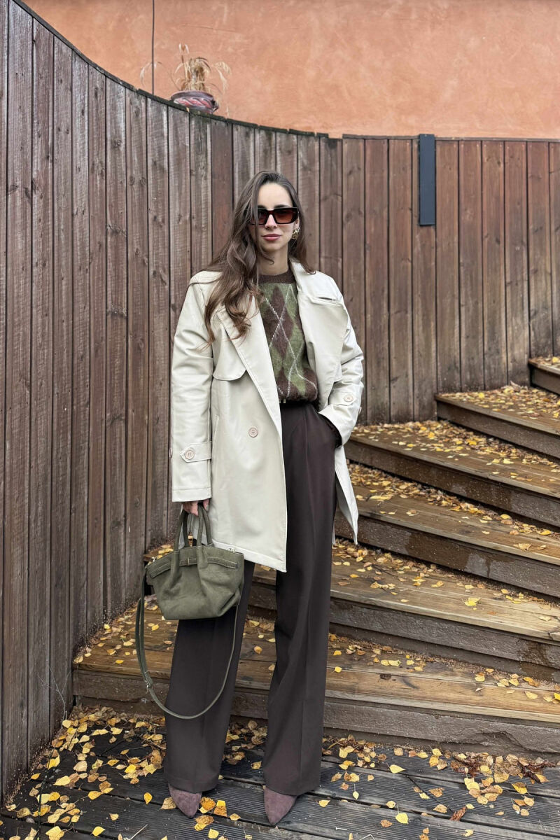 ONE COLOR LEATHER WOMEN JACKET BEIGE/BEZHE - 1