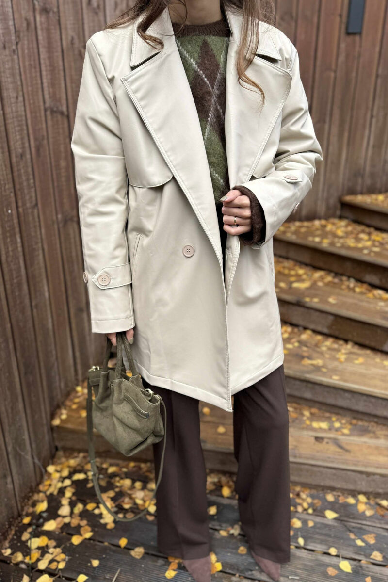 ONE COLOR LEATHER WOMEN JACKET BEIGE/BEZHE - 2