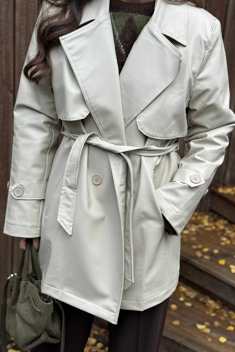 ONE COLOR LEATHER WOMEN JACKET BEIGE/BEZHE - 4