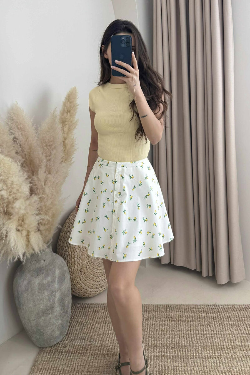 LEMON BUTTONS DETAIL WOMEN SKIRT WHITE-E BARDHE - 1