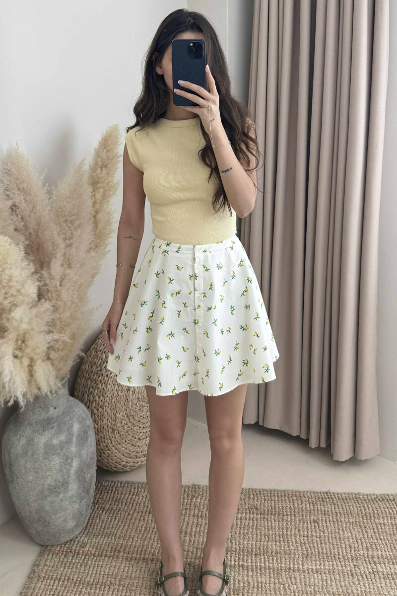 LEMON BUTTONS DETAIL WOMEN SKIRT WHITE-E BARDHE - 3