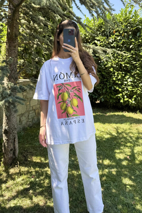 LEMON FRONT IMAGE WOMEN T-SHIRT WHITE-E BARDHE - 1
