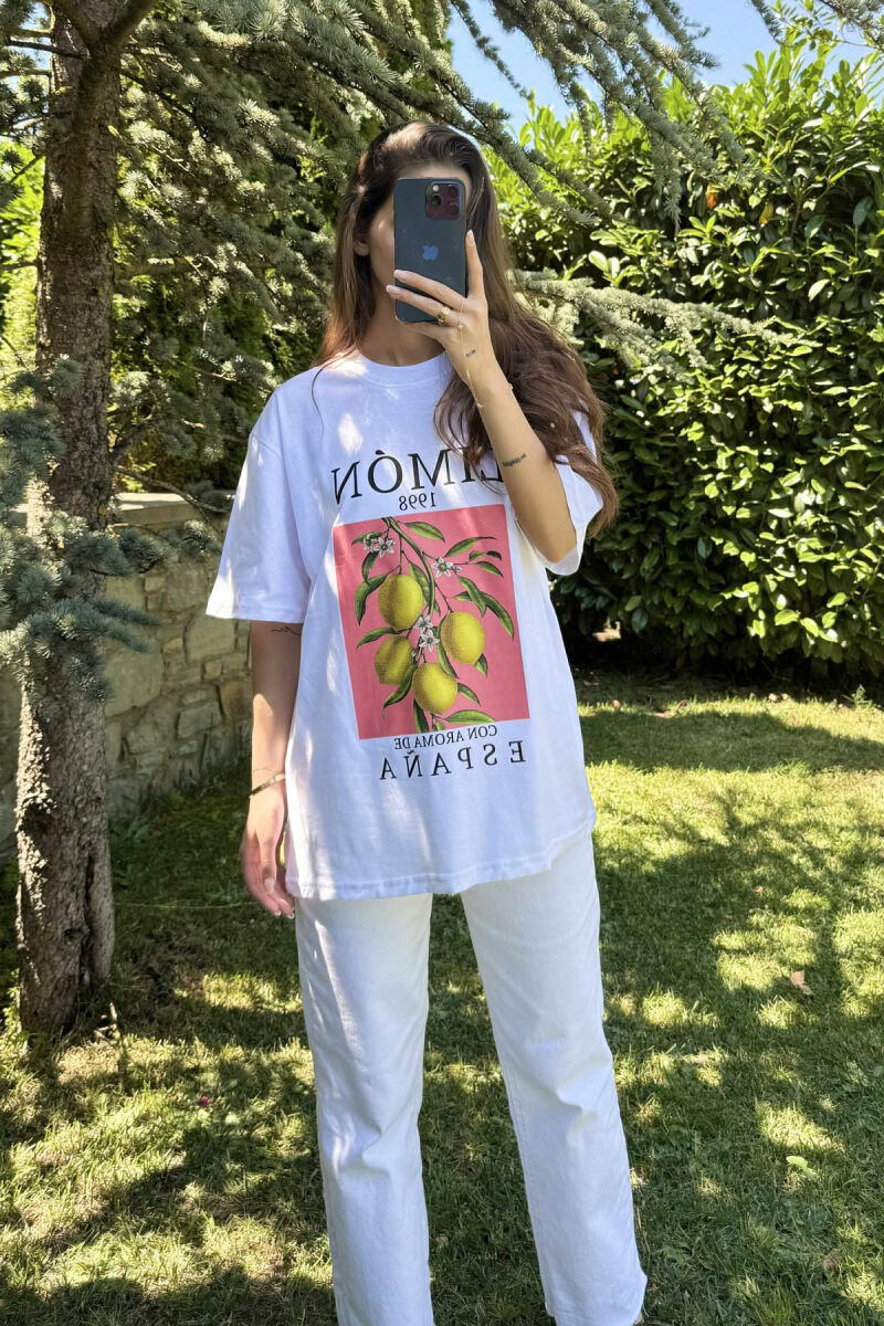 LEMON FRONT IMAGE WOMEN T-SHIRT WHITE-E BARDHE - 1