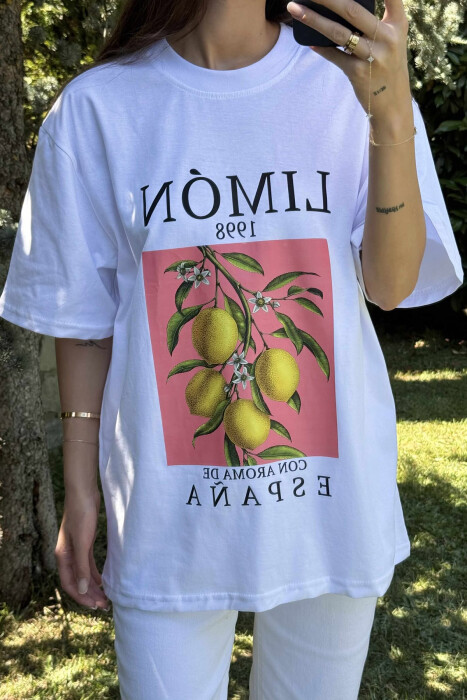 LEMON FRONT IMAGE WOMEN T-SHIRT WHITE-E BARDHE - 3