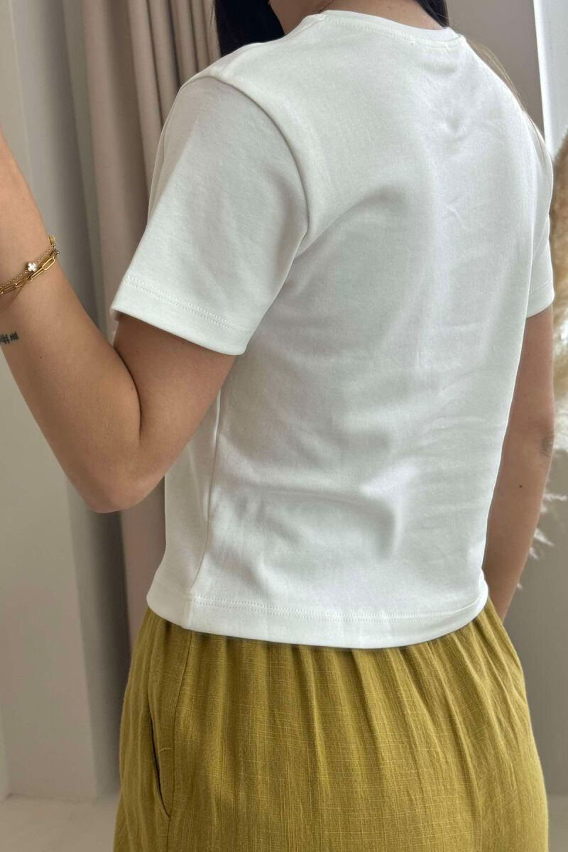 LEMON LOGO WRITTINGS SIMPLE WOMEN T-SHIRT WHITE-E BARDHE - 3
