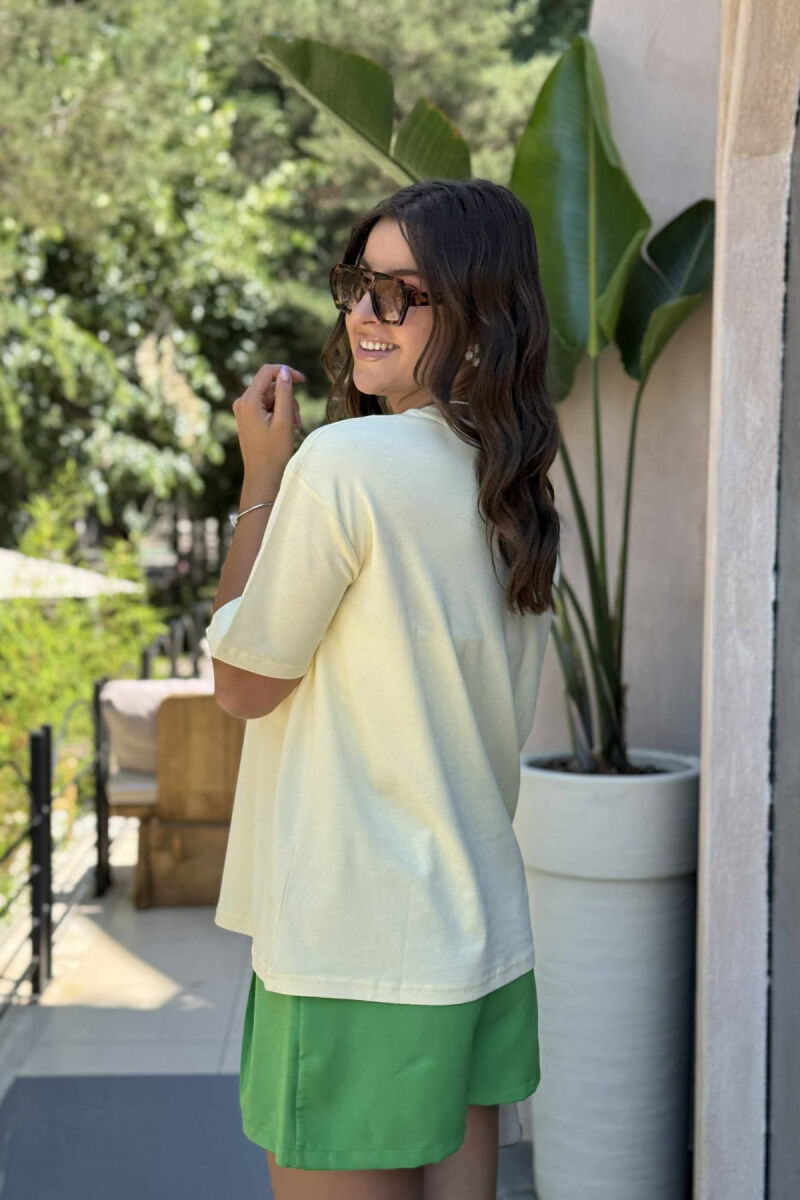 LEMONS FRONT DESIGN ROUND NECK WOMEN T-SHIRT YELLOW/E VERDHE - 5
