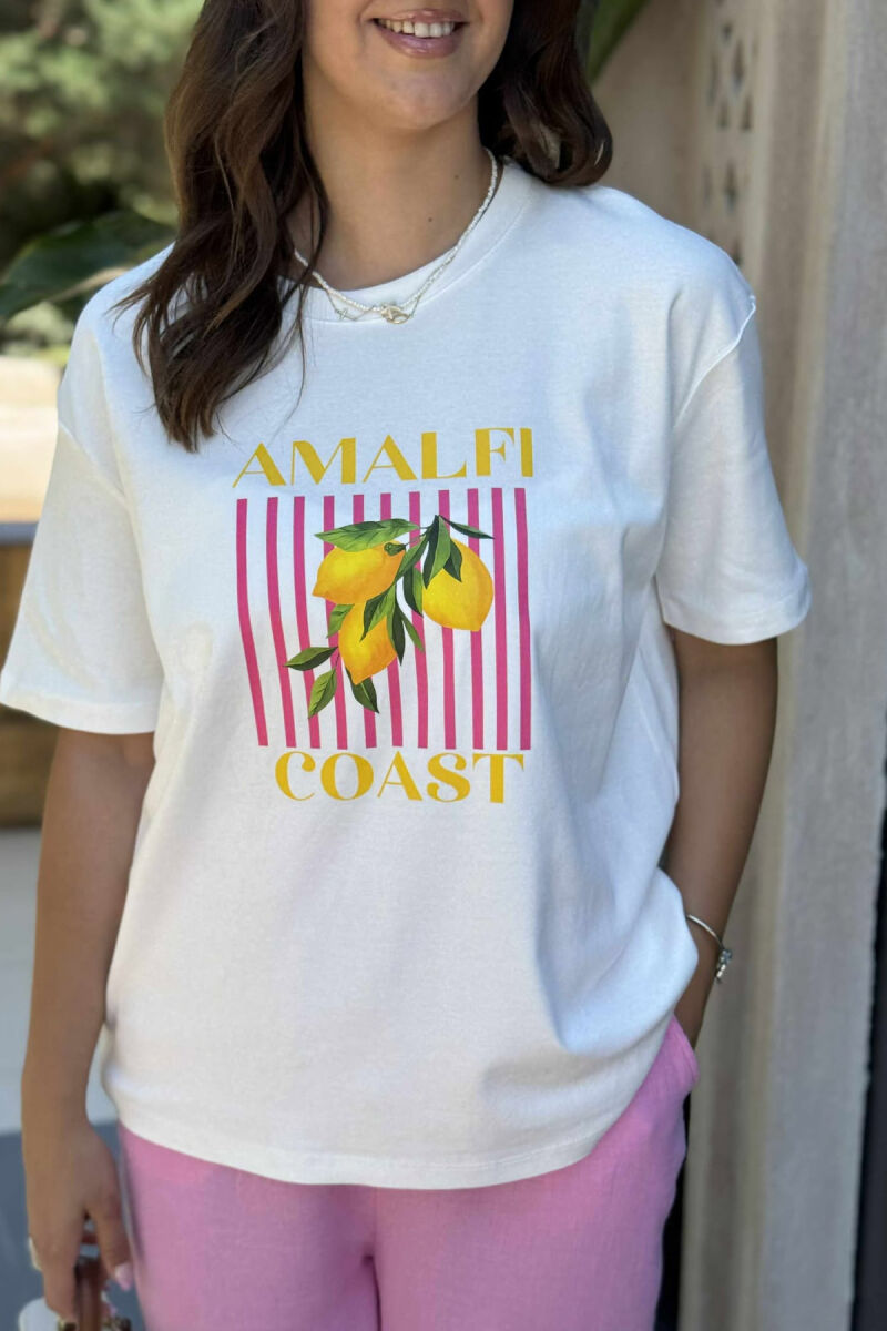 LEMONS IMAGE ONE COLOR WOMEN T-SHIRT WHITE-E BARDHE - 2
