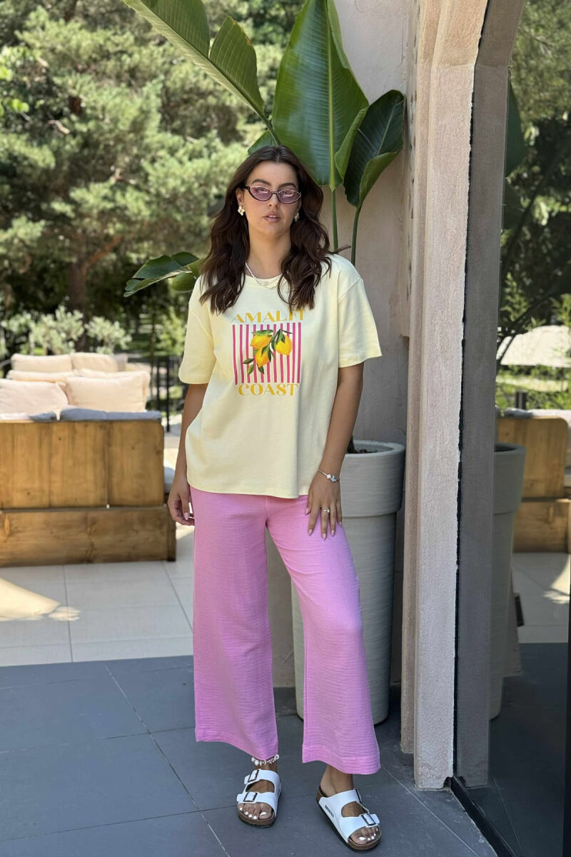 LEMONS IMAGE ONE COLOR WOMEN T-SHIRT YELLOW/E VERDHE - 1
