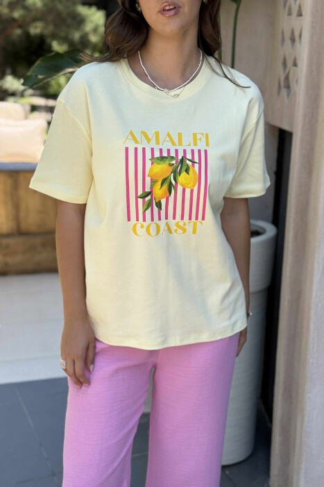 LEMONS IMAGE ONE COLOR WOMEN T-SHIRT YELLOW/E VERDHE - 2