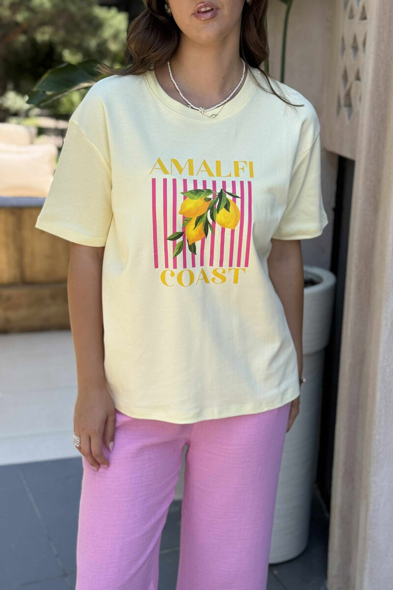 LEMONS IMAGE ONE COLOR WOMEN T-SHIRT YELLOW/E VERDHE - 2