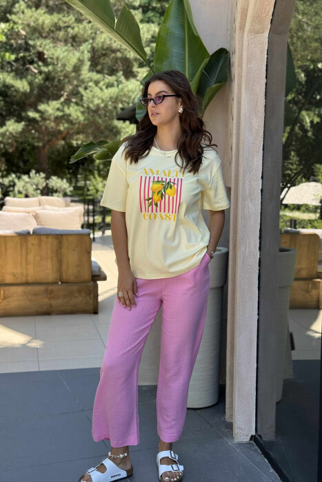 LEMONS IMAGE ONE COLOR WOMEN T-SHIRT YELLOW/E VERDHE - 3