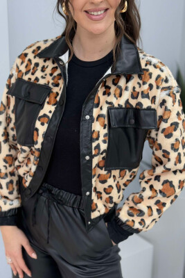 LEO AND LEATHER DETAILS WOMEN JACKET LEO/LEOPARD 