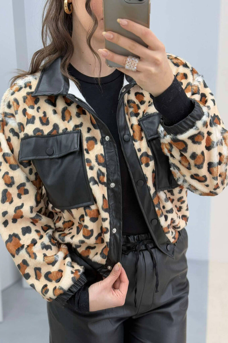 LEO AND LEATHER DETAILS WOMEN JACKET LEO/LEOPARD - 6