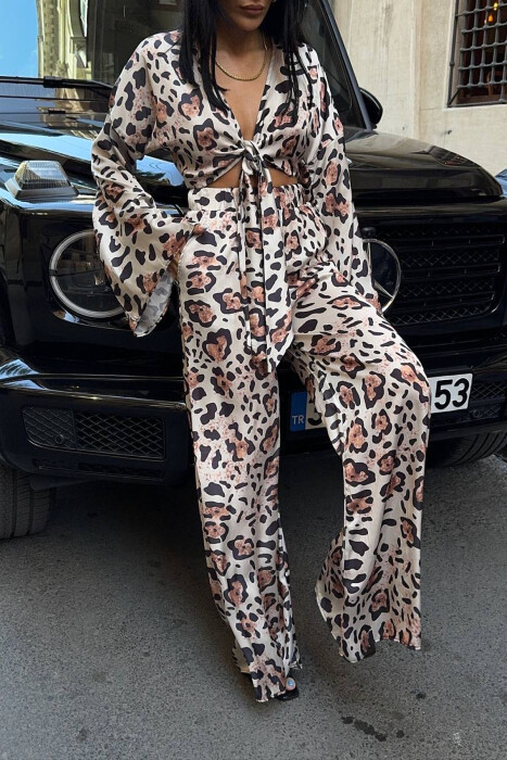 LEO DESIGN CROP TOP+TROUSERS WOMEN SET LEO/LEOPARD - 2