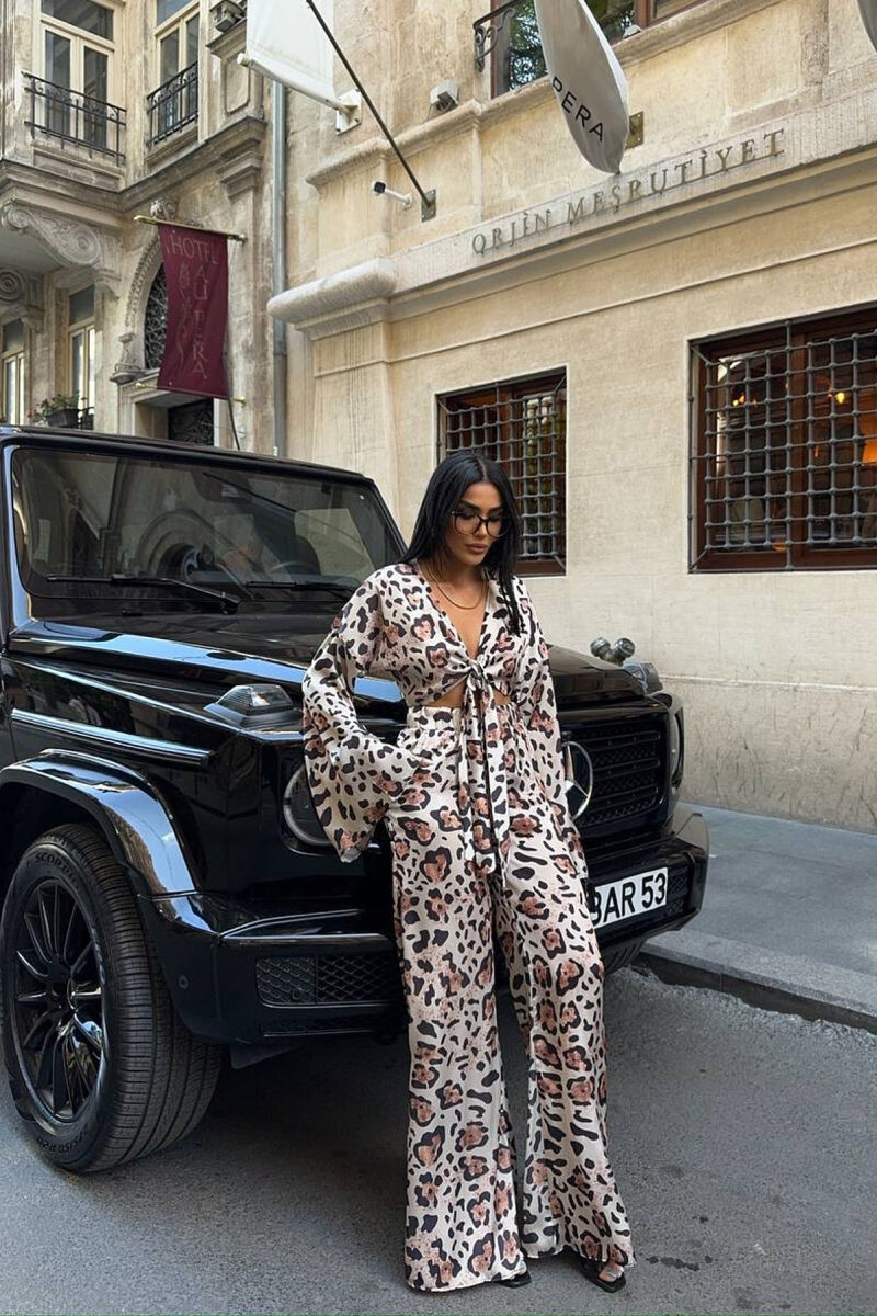 LEO DESIGN CROP TOP+TROUSERS WOMEN SET LEO/LEOPARD - 7