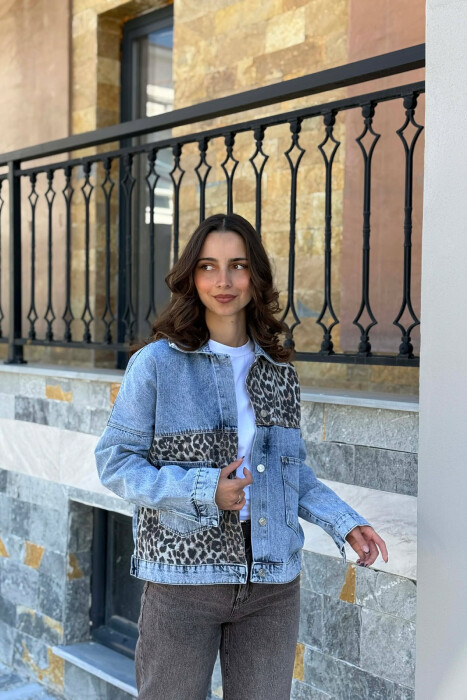 XHAKETE XHINS ME DIZJAN LEOPARD PER FEMRA NE NGJYRE BLU TE ZBARDHUR - KLAUDIO FASHION