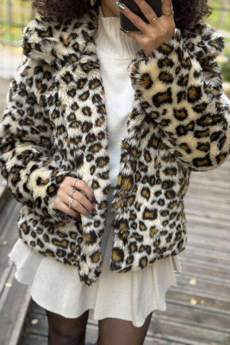 LEO DESIGN FLUFFY WOMEN JACKET LEO/LEOPARD - 4