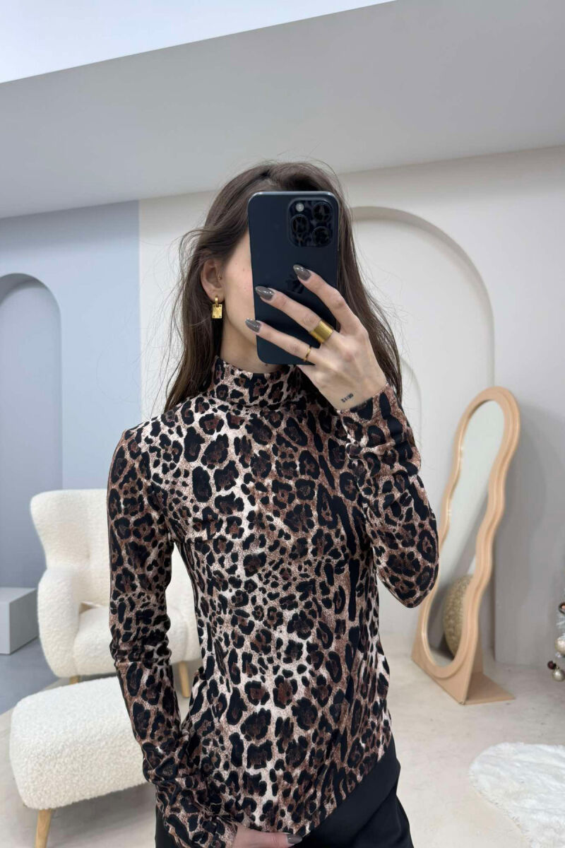 LEO DESIGN HIGH NECK WOMEN SWEATSHIRT LEO/LEOPARD - 4